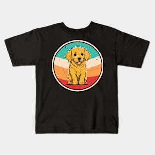 Cute Chibi Golden Retriever Vintage Kids T-Shirt